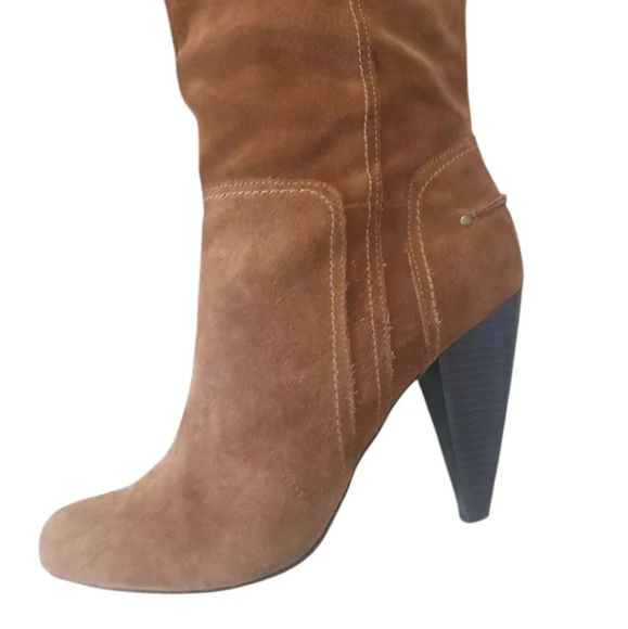 Jessica Simpson Brown Suede Knee High Boots Vernica Tall Heeled Boots sz 9 B - Picture 5 of 15